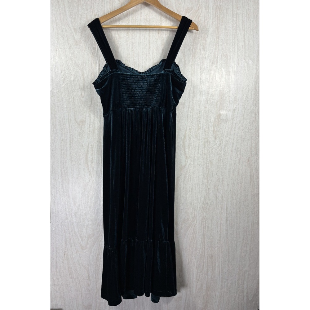 Betsey Johnson Velvet Midi Dress L Everglade Green Practical Magic Whimsigoth - Picture 3 of 8
